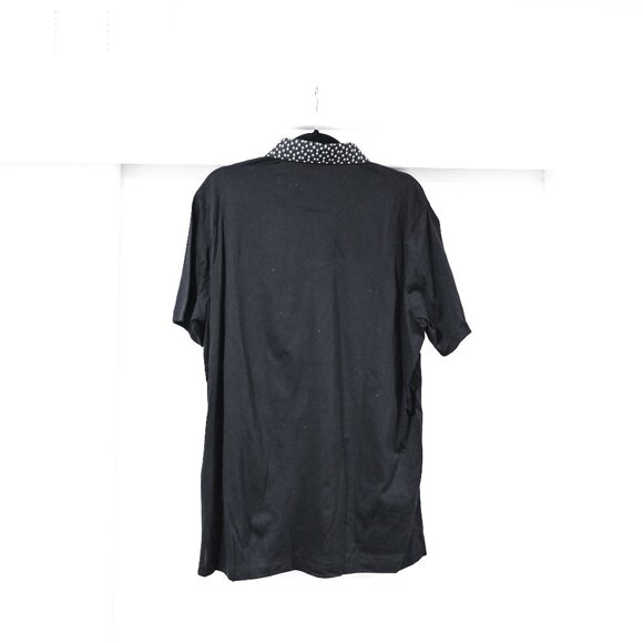 Gene Hiller Premium Size XL Black Polka Dot Collar Polo Shirt - Picture 7 of 8
